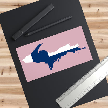 Michigan Upper Peninsula Bumper Stickers (w/ UP Finland Flag Outline) | Pink Background