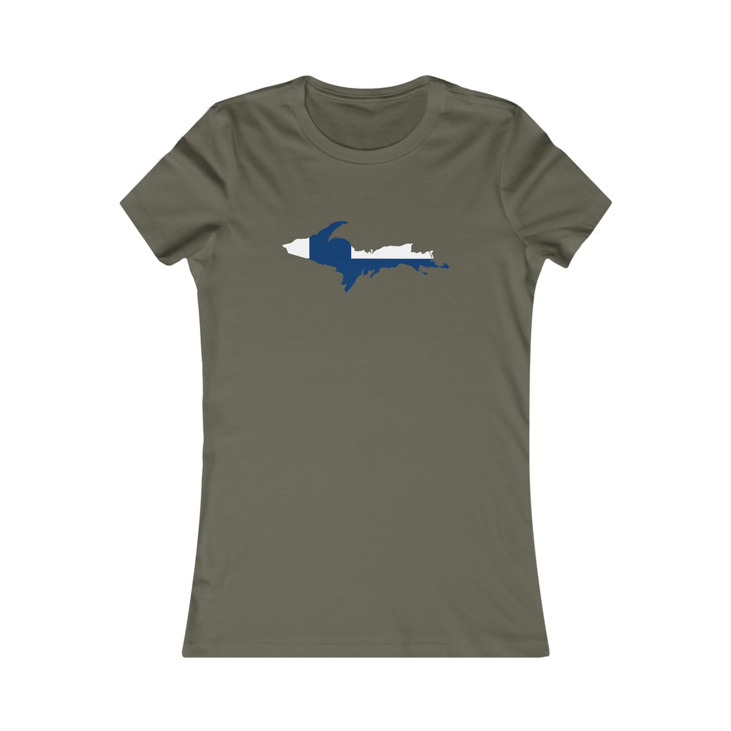 Michigan Upper Peninsula T-Shirt (w/ UP Finland Flag Outline) | Women's Slim Fit