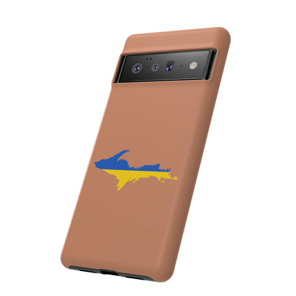 Michigan Upper Peninsula Tough Phone Case (Copper Color w/ UP Ukraine Flag Outline) | Samsung & Pixel Android