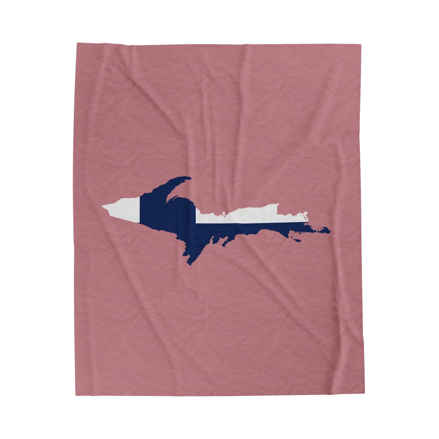 Michigan Upper Peninsula Plush Blanket (w/ UP Finland Flag Outline) | Cherry Blossom Pink