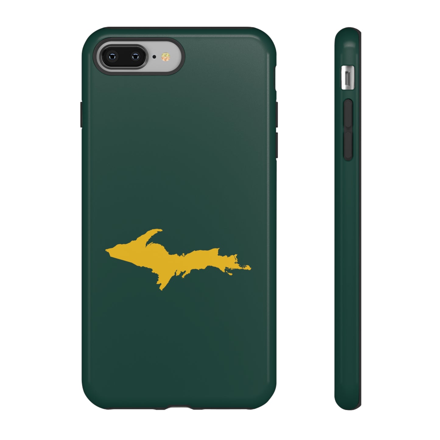 Michigan Upper Peninsula Tough Phone Case (Green w/ Gold UP Outline) | Apple iPhone