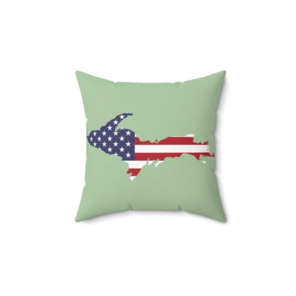 Michigan Upper Peninsula Accent Pillow (w/ UP USA Flag Outline) | Green Tea Color