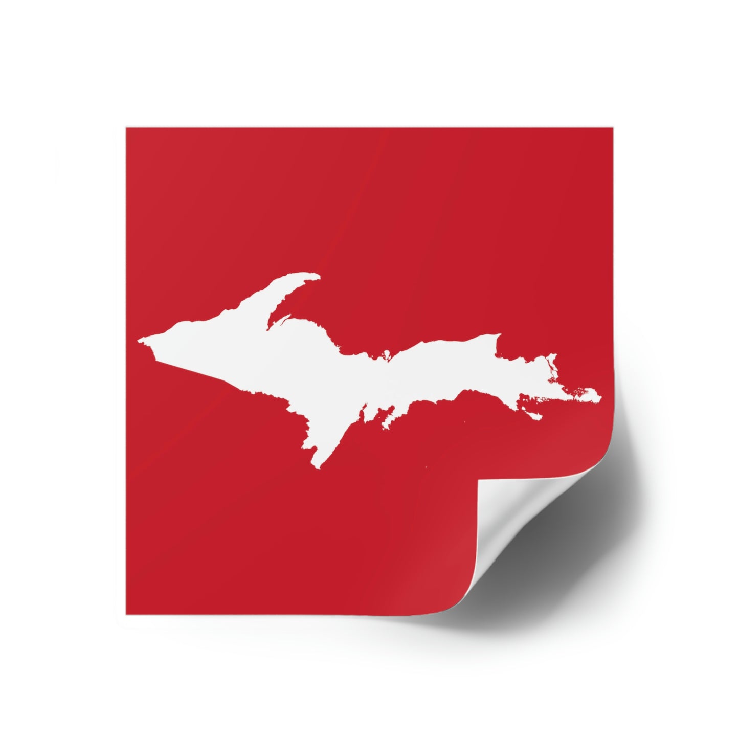 Michigan Upper Peninsula Square Sticker (Red w/ UP Outline) | Indoor/Outdoor