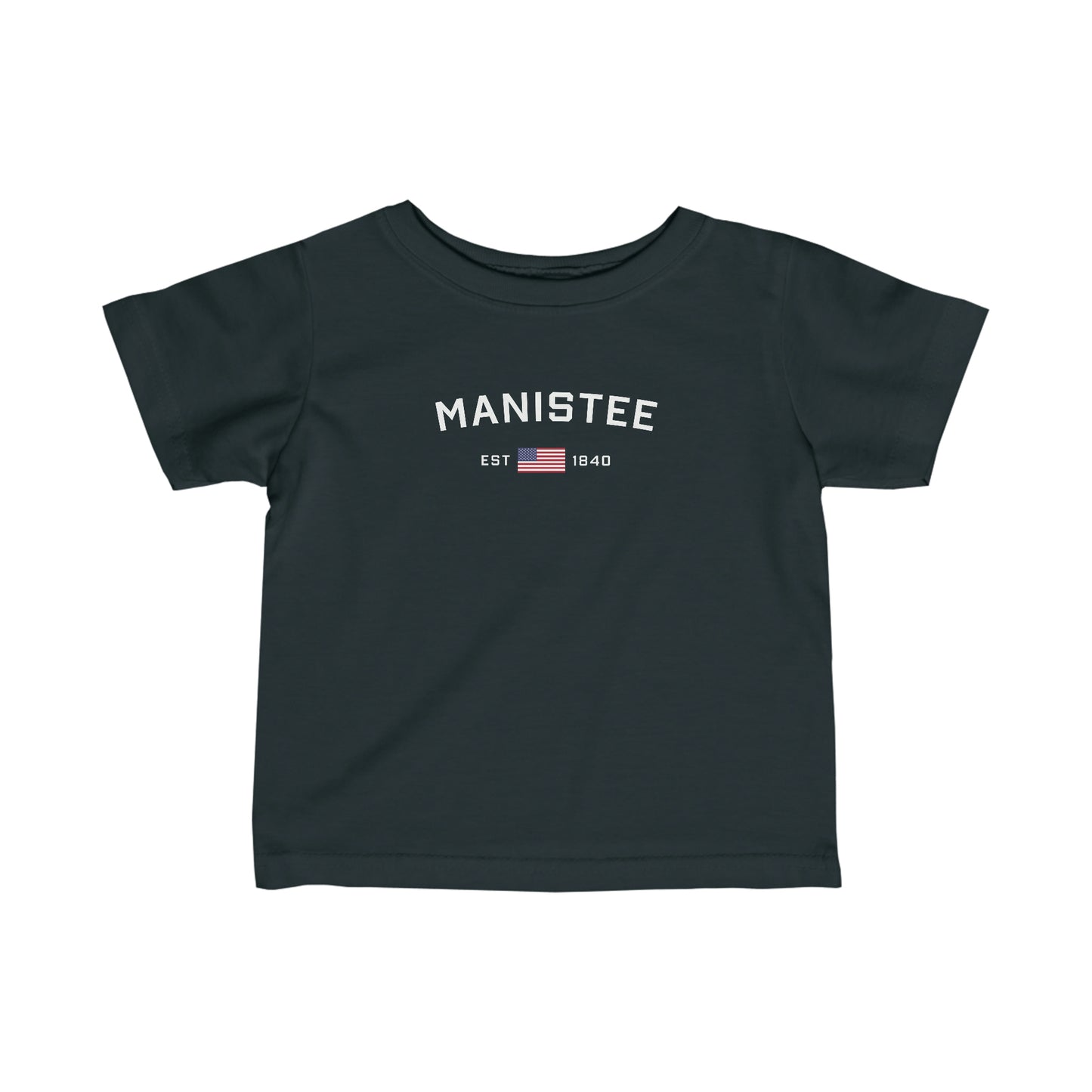 'Manistee EST 1840' T-Shirt (w/USA Flag Outline) |  Infant Short Sleeve