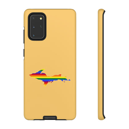 Michigan Upper Peninsula Tough Phone Case (Citrine w/ UP Pride Flag Outline) | Samsung & Pixel Android