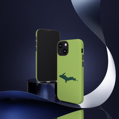 Michigan Upper Peninsula Tough Phone Case (Gooseberry Green w/ Green UP Outline) | Apple iPhone