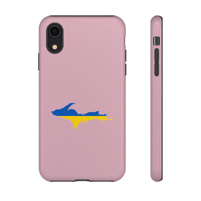 Michigan Upper Peninsula Tough Phone Case (Pink w/ UP Ukraine Flag Outline) | Apple iPhone