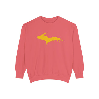 Michigan Upper Peninsula Sweatshirt (w/ Gold UP Outline) | Unisex Garment Dyed