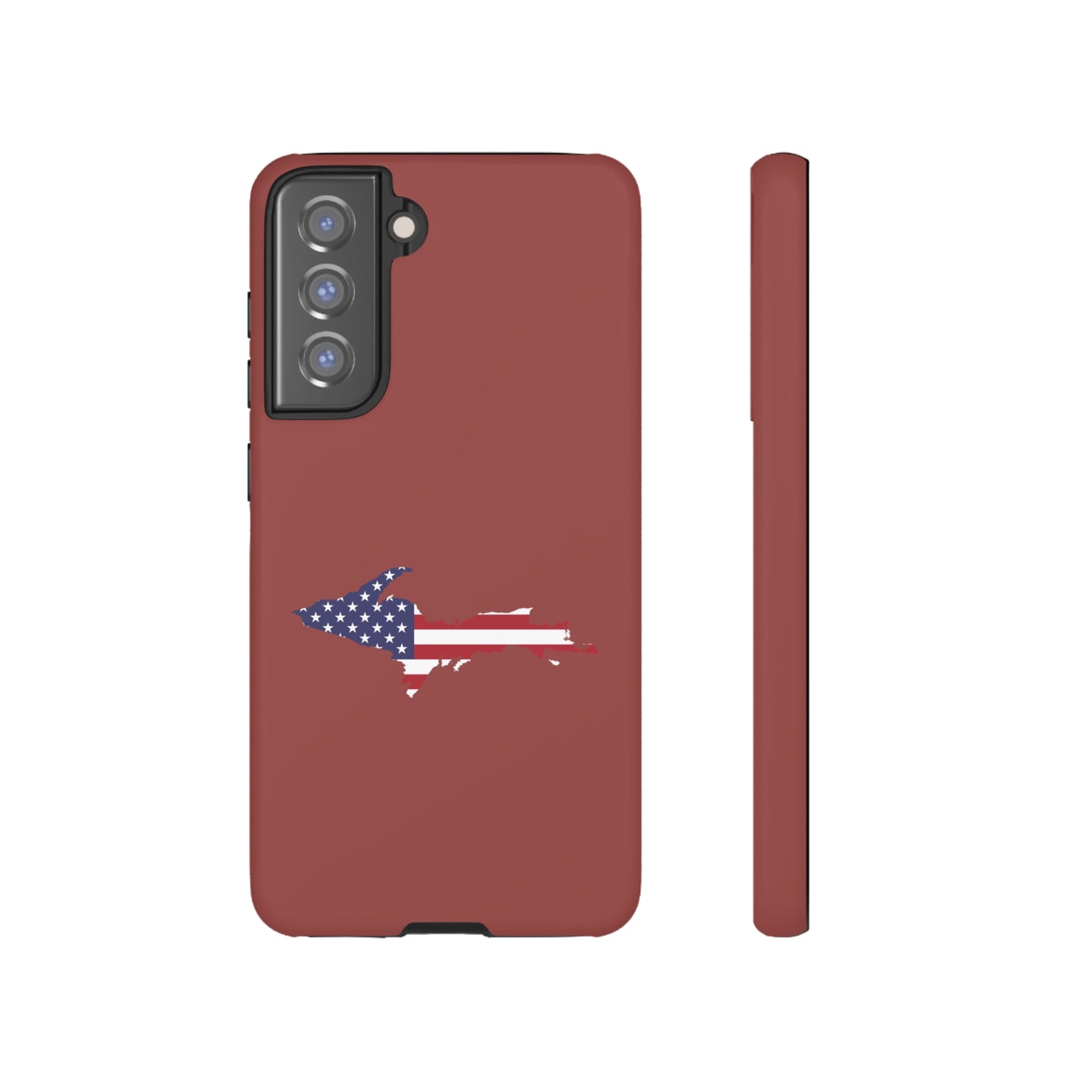 Michigan Upper Peninsula Tough Phone Case (Ore Dock Red w/ UP USA Flag Outline) | Samsung & Pixel Android