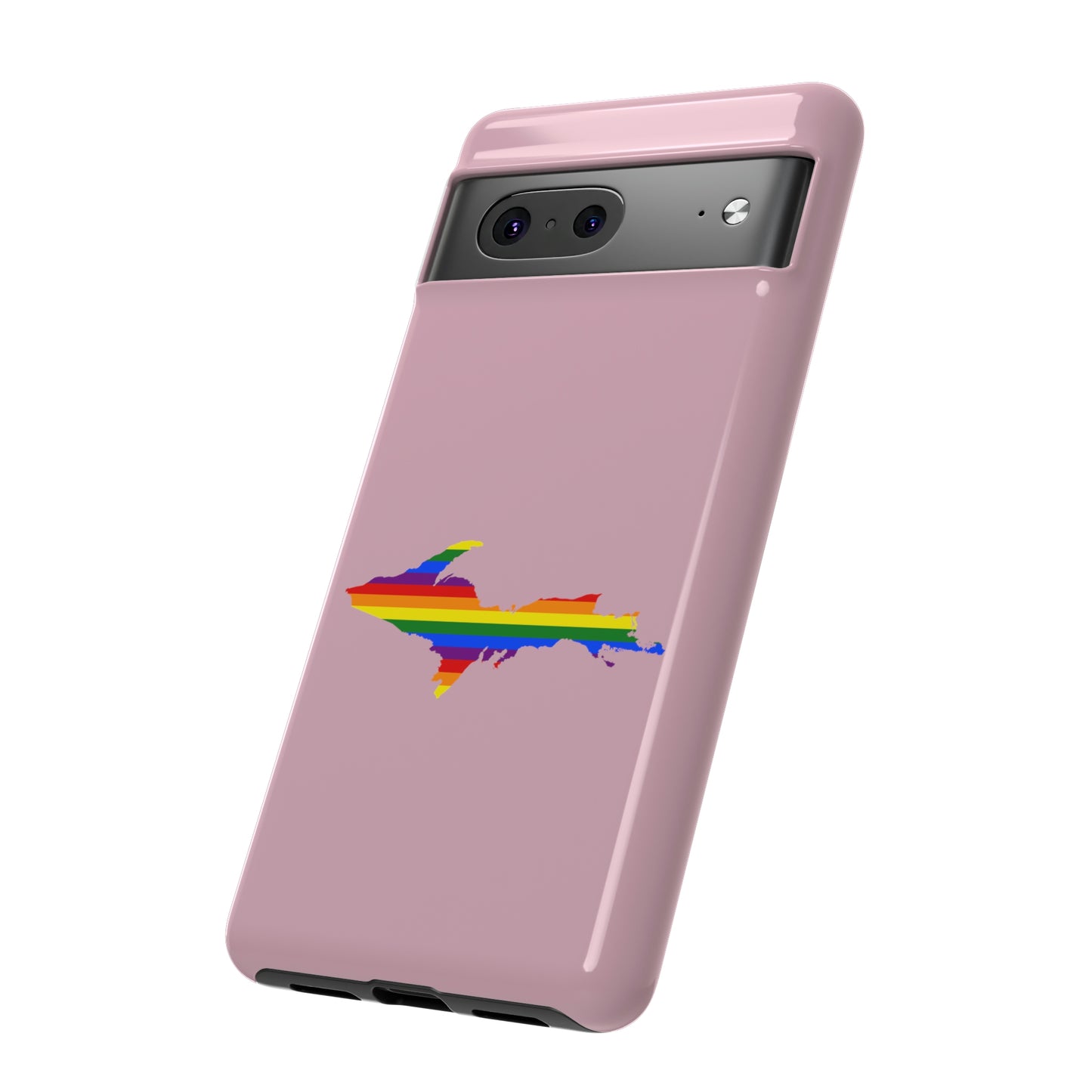 Michigan Upper Peninsula Tough Phone Case (Pink w/ UP Pride Flag Outline) | Samsung & Pixel Android