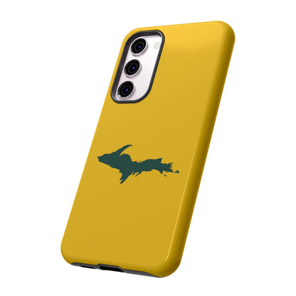 Michigan Upper Peninsula Tough Phone Case (Gold w/ Green UP Outline) | Samsung & Pixel Android