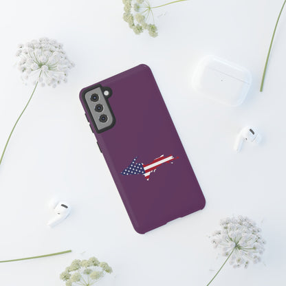 Michigan Upper Peninsula Tough Phone Case (Plum w/ UP USA Flag Outline) | Samsung & Pixel Android