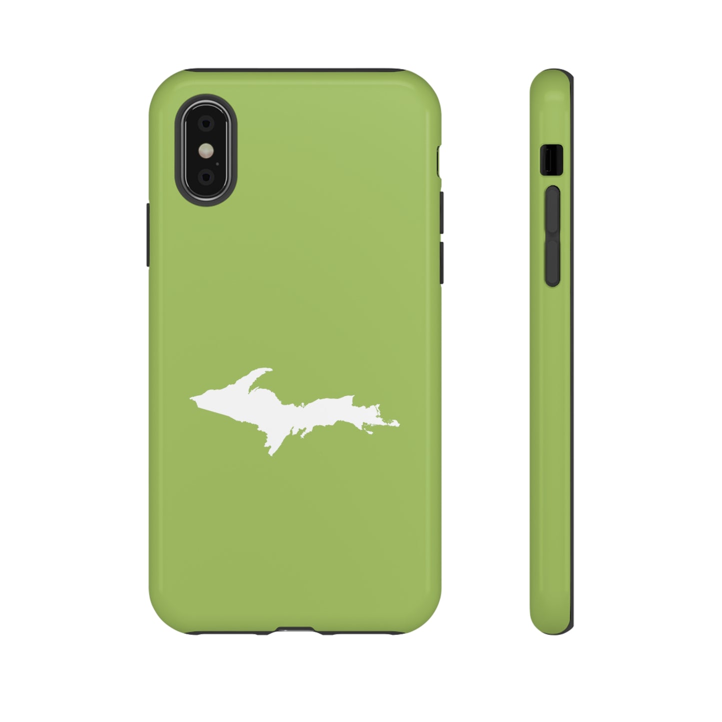 Michigan Upper Peninsula Tough Phone Case (Gooseberry Green w/ UP Outline) | Apple iPhone