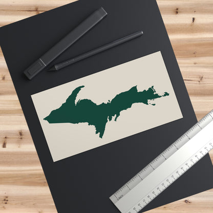 Michigan Upper Peninsula Bumper Sticker (w/ Green UP Outline) | Canvas Color Background