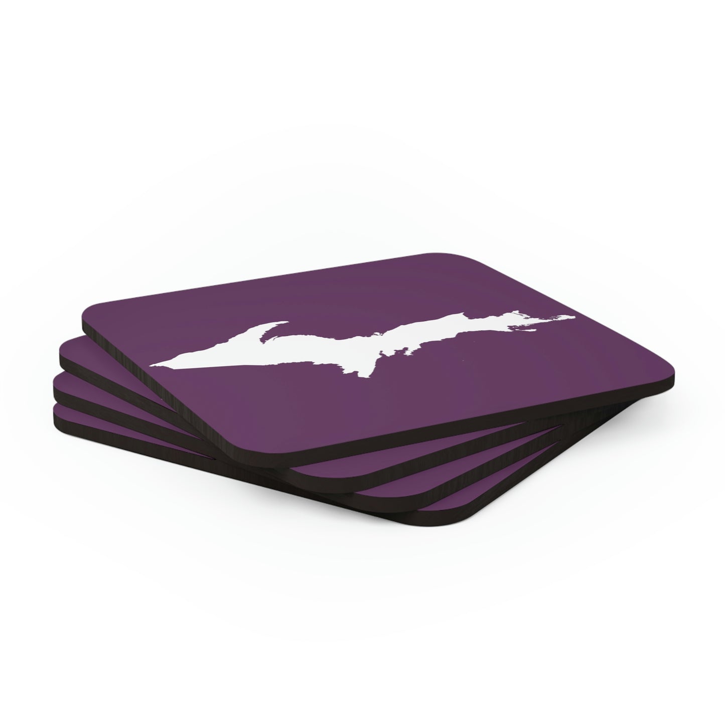 Michigan Upper Peninsula Coaster Set (Plum w/ UP Outline) | Corkwood - 4 pack