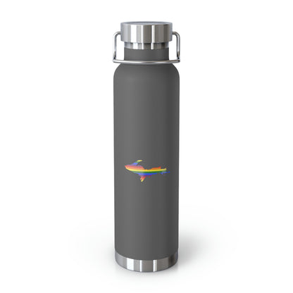 Michigan Upper Peninsula Water Bottle (w/ UP Pride Flag Outline) | Copper Vacuum Insulated - 22oz