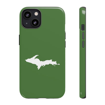 Michigan Upper Peninsula Tough Phone Case (Pine Green w/ UP Outline) | Apple iPhone