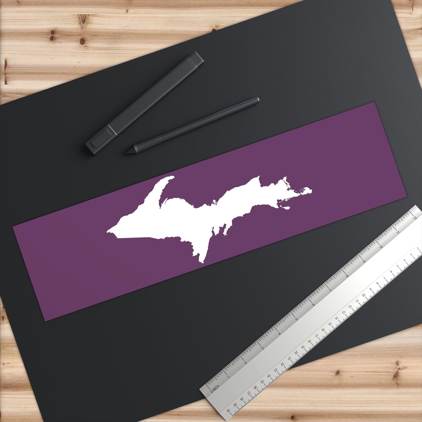 Michigan Upper Peninsula Bumper Sticker (w/ UP Outline) | Plum Background