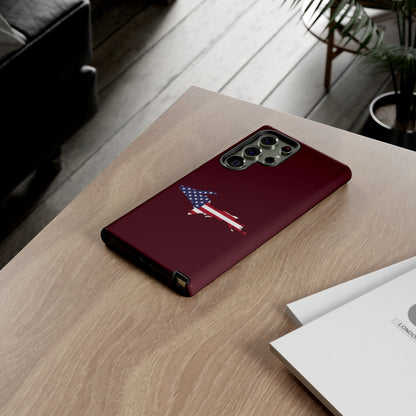 Michigan Upper Peninsula Tough Phone Case (Old Mission Burgundy w/ UP USA Flag Outline) | Samsung & Pixel Android