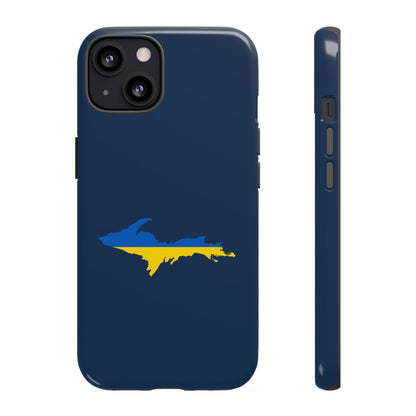 Michigan Upper Peninsula Tough Phone Case (Navy w/ UP Ukraine Flag Outline) | Apple iPhone