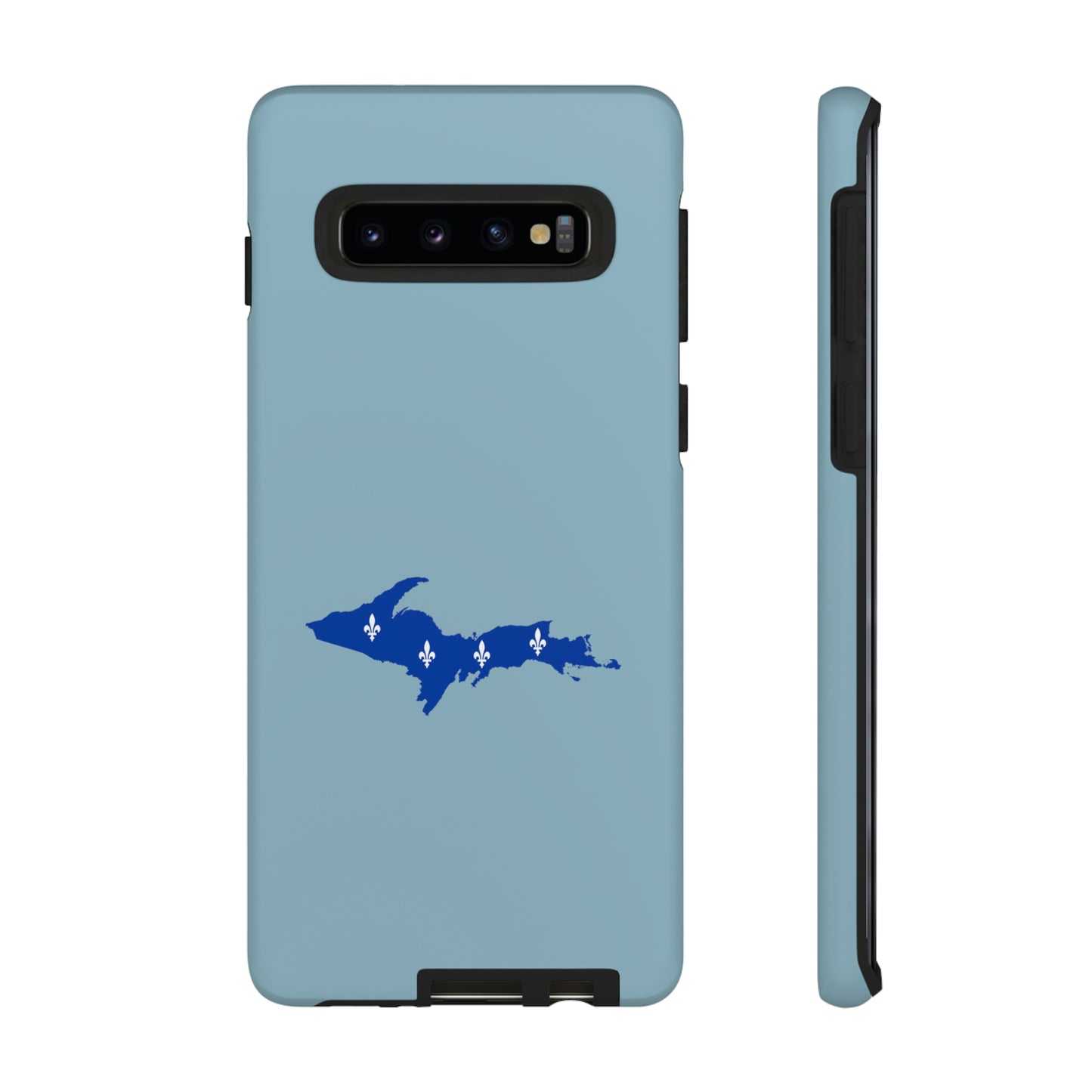 Michigan Upper Peninsula Tough Phone Case (Opal Blue w/ UP Quebec Flag Outline) | Samsung & Pixel Android