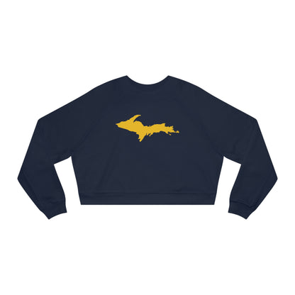 Michigan Upper Peninsula Sweatshirt (w/ Gold UP Outline) | Cropped Mid-Length