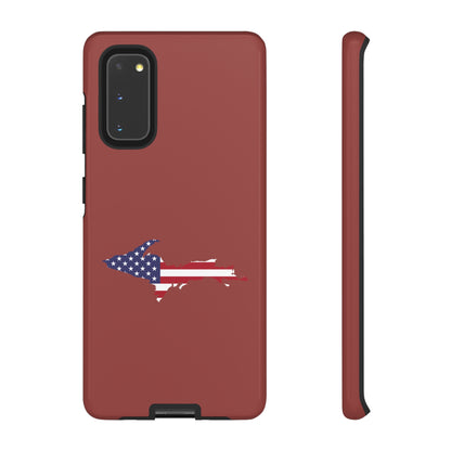 Michigan Upper Peninsula Tough Phone Case (Ore Dock Red w/ UP USA Flag Outline) | Samsung & Pixel Android