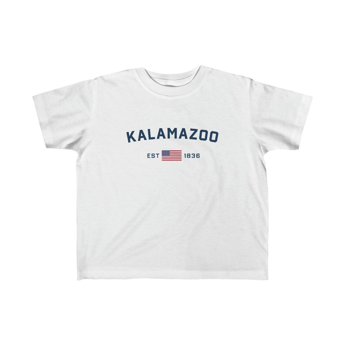 'Kalamazoo EST 1836' T-Shirt  (w/USA Flag Outline) | Toddler Short Sleeve - Circumspice Michigan