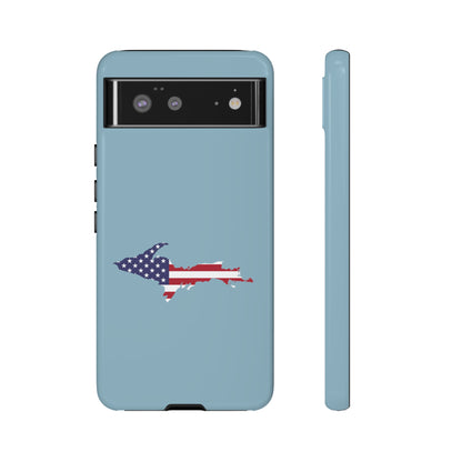 Michigan Upper Peninsula Tough Phone Case (Opal Blue w/ UP USA Flag Outline) | Samsung & Pixel Android