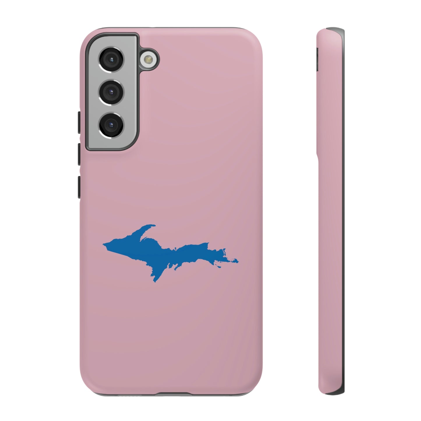 Michigan Upper Peninsula Tough Phone Case (Pink w/ Azure UP Outline) | Samsung & Pixel Android