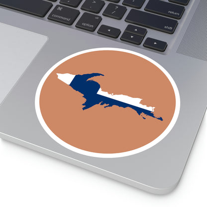 Michigan Upper Peninsula Round Stickers (Copper w/ UP Finland Flag Outline) | Indoor\Outdoor