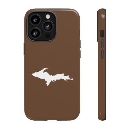 Michigan Upper Peninsula Tough Phone Case (Coffee Color w/ UP Outline) | Apple iPhone