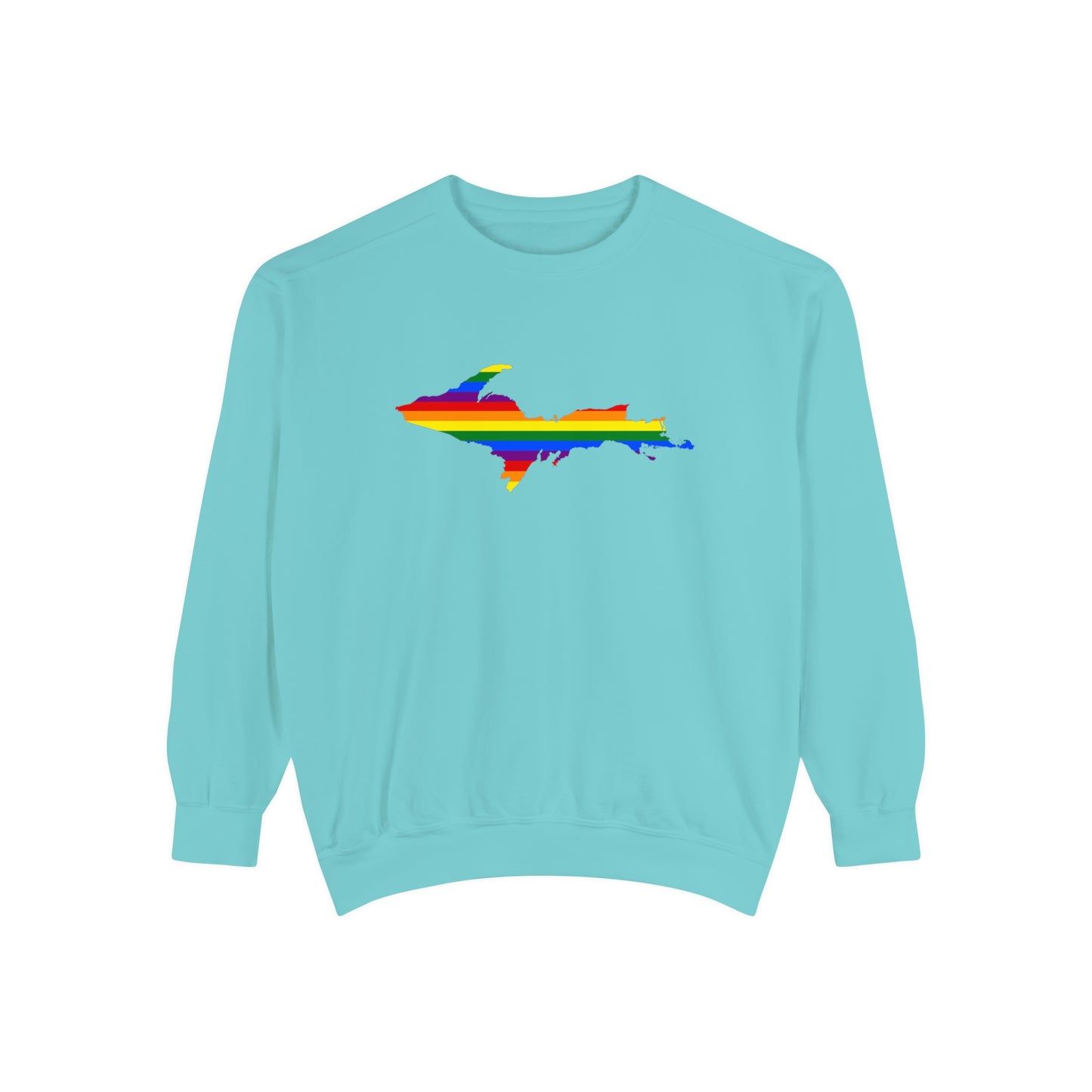 Michigan Upper Peninsula Sweatshirt (w/ UP Pride Flag Outline) | Unisex Garment Dyed