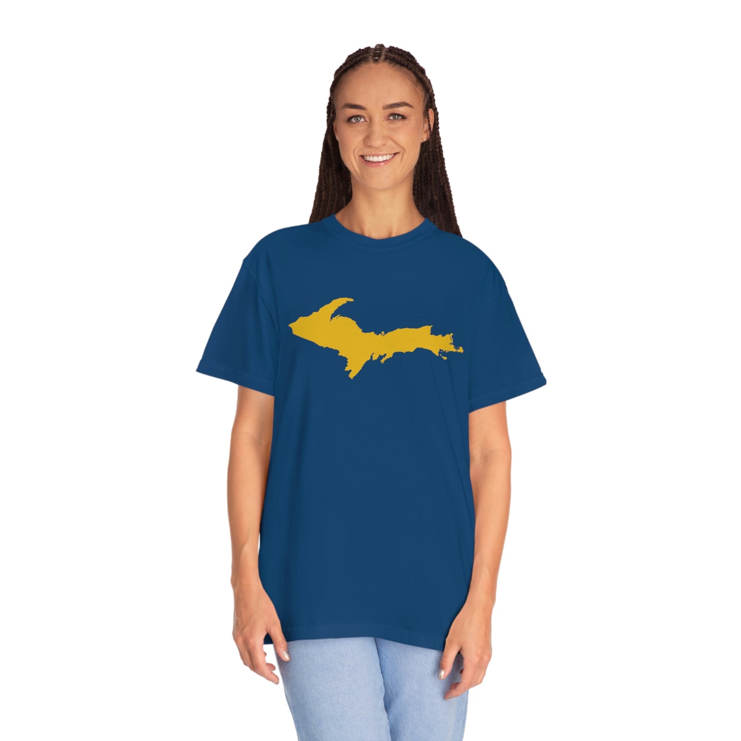 Michigan Upper Peninsula T-Shirt (w/ Gold UP Outline) | Unisex Garment-Dyed