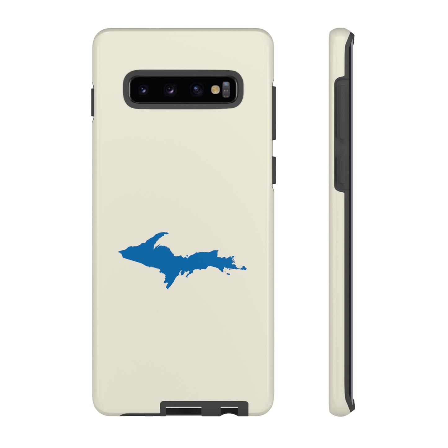 Michigan Upper Peninsula Tough Phone Case (Ivory Color w/ Azure UP Outline) | Samsung & Pixel Android