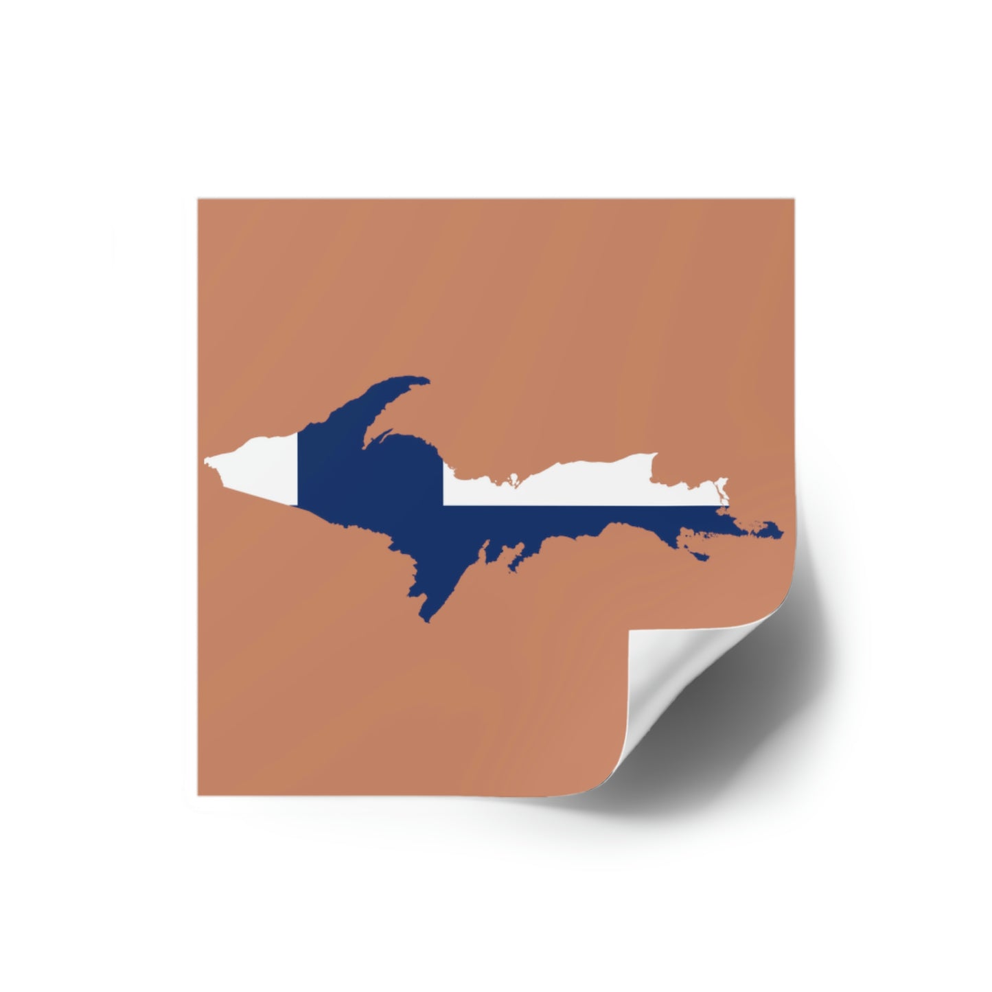 Michigan Upper Peninsula Square Sticker (Copper Color w/ UP Finland Flag Outline) | Indoor/Outdoor