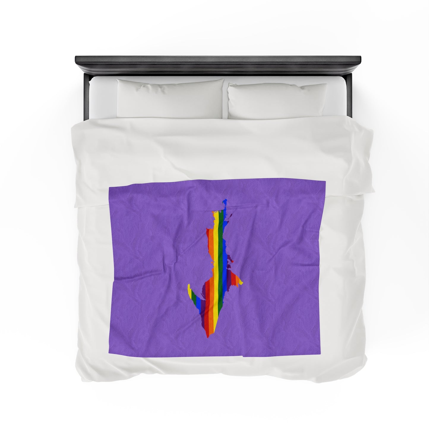 Michigan Upper Peninsula Plush Blanket (w/ UP Pride Flag Outline) | Lavender