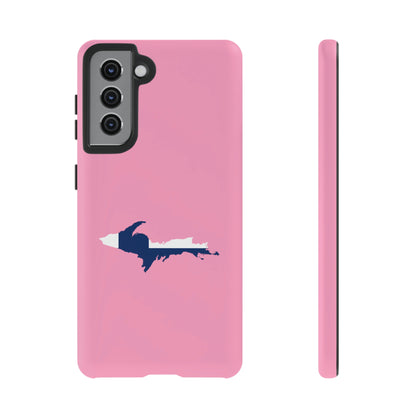 Michigan Upper Peninsula Tough Phone Case ('67 Caddie Pink w/ UP Finland Flag Outline) | Samsung & Pixel Android