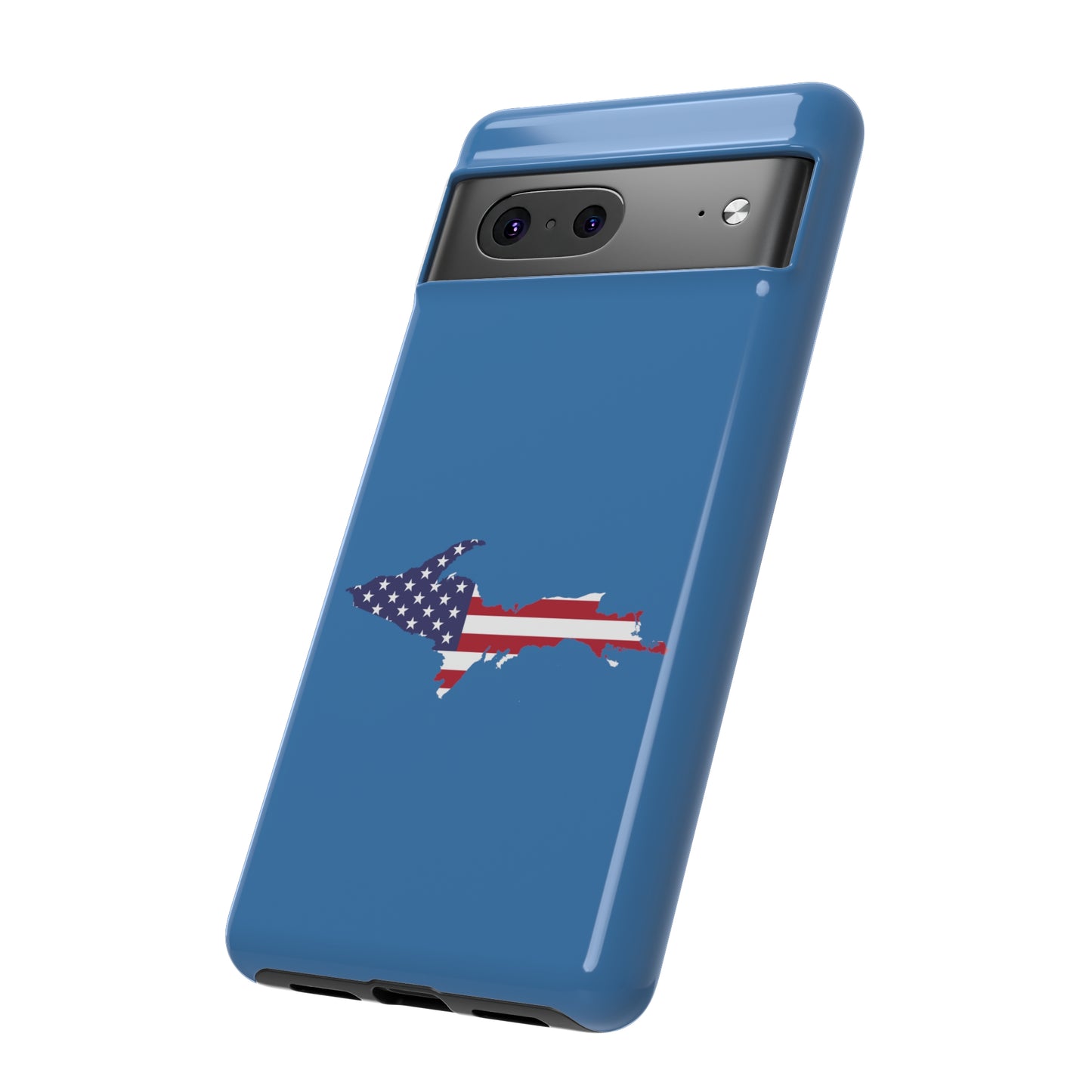 Michigan Upper Peninsula Tough Phone Case (Lake Superior Blue w/ UP USA Flag Outline) | Samsung & Pixel Android