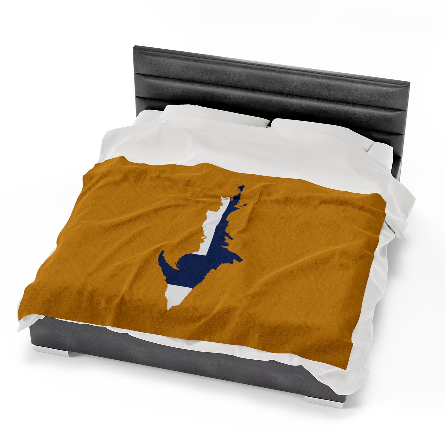 Michigan Upper Peninsula Plush Blanket (w/ UP Finland Flag Outline) | Gold