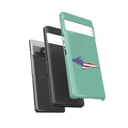 Michigan Upper Peninsula Tough Phone Case ('64 Metallic Mint Green w/ UP USA Flag Outline) | Samsung & Pixel Android