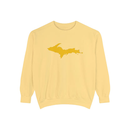 Michigan Upper Peninsula Sweatshirt (w/ Gold UP Outline) | Unisex Garment Dyed