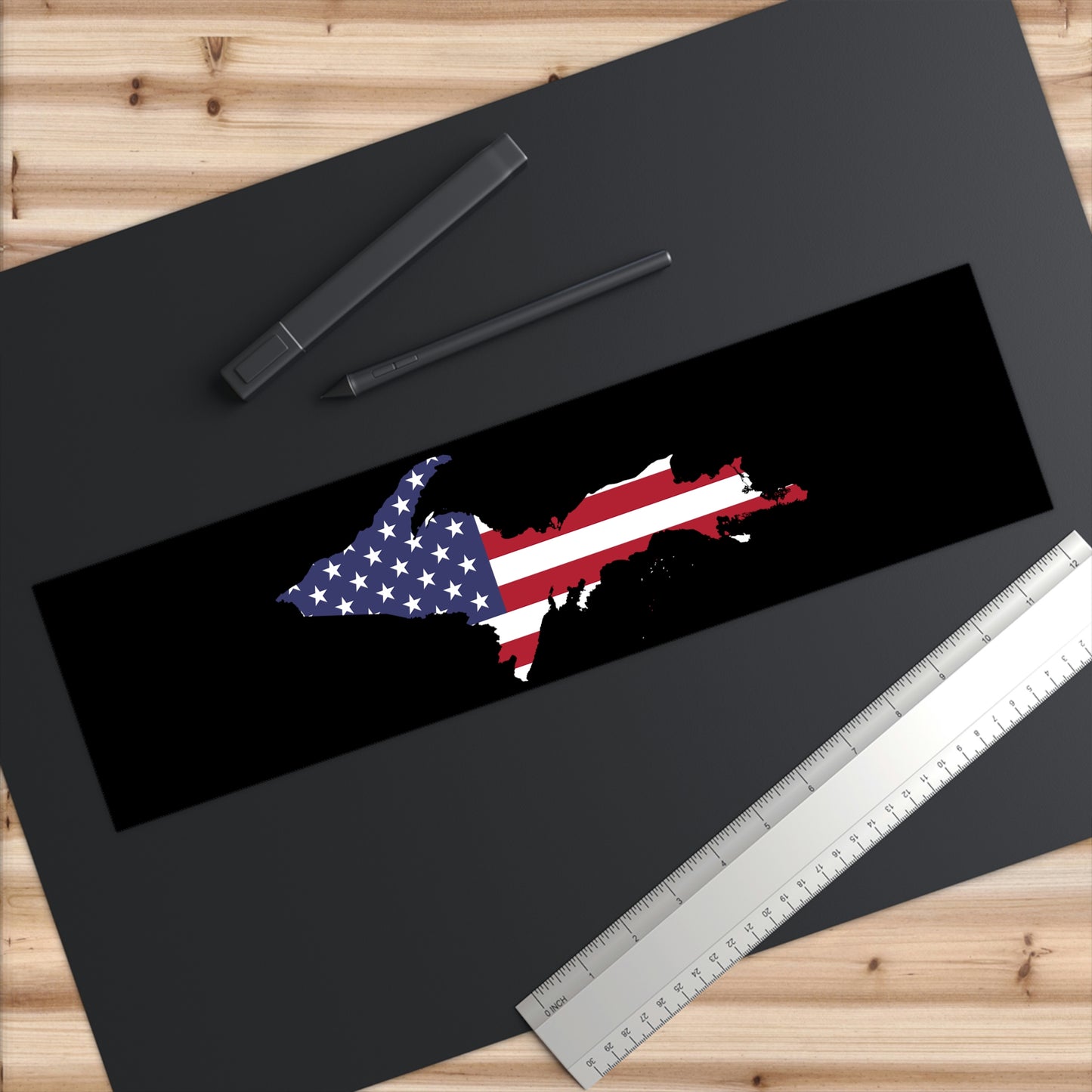 Michigan Upper Peninsula Bumper Stickers (w/ UP USA Flag Outline) | Black Background