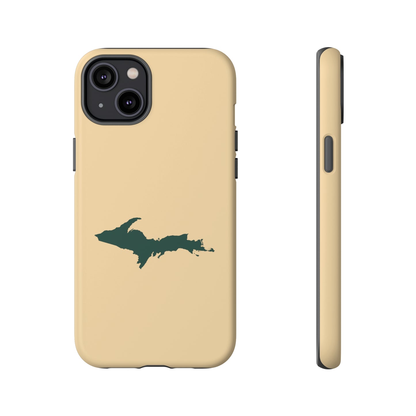 Michigan Upper Peninsula Tough Phone Case (Maple Color w/ Green UP Outline) | Apple iPhone