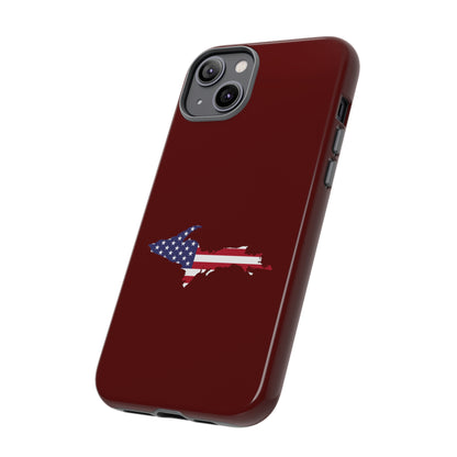 Michigan Upper Peninsula Tough Phone Case (Cherrywood Color w/ UP USA Outline) | Apple iPhone