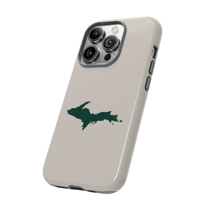 Michigan Upper Peninsula Tough Phone Case (Canvas Color w/ Green UP Outline) | Apple iPhone