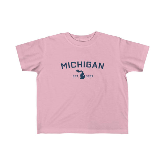 'Michigan EST 1837' T-Shirt  (w/ MI Outline) | Toddler Short Sleeve - Circumspice Michigan