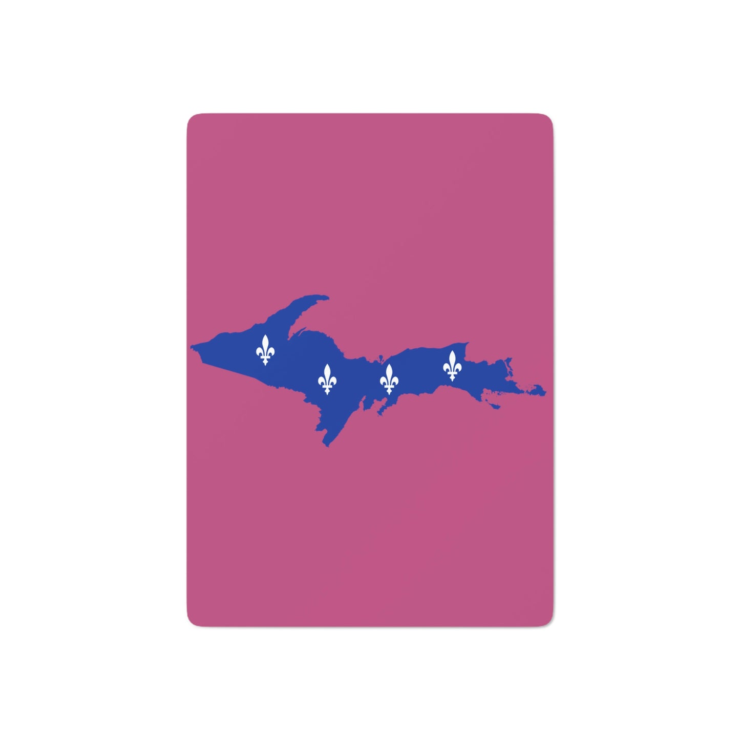 Michigan Upper Peninsula Poker Cards (Apple Blossom Pink w/ UP Quebec Flag Outline)