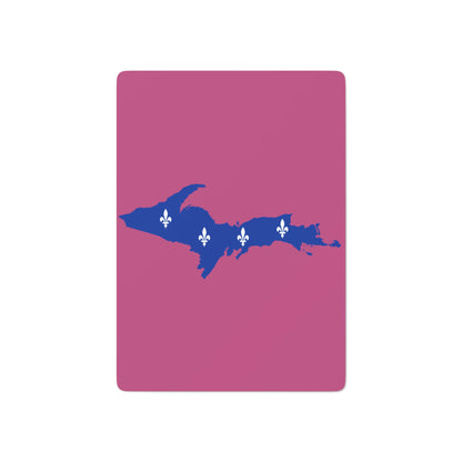 Michigan Upper Peninsula Poker Cards (Apple Blossom Pink w/ UP Quebec Flag Outline)