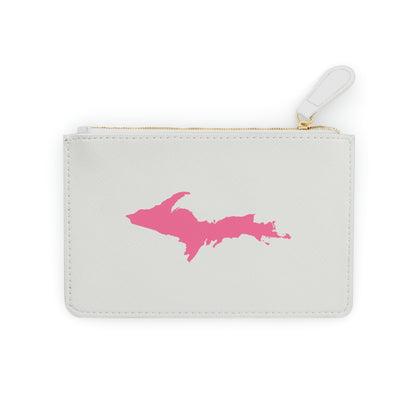 Michigan Upper Peninsula Mini Clutch Bag (Birch Bark White w/ Pink UP Outline)